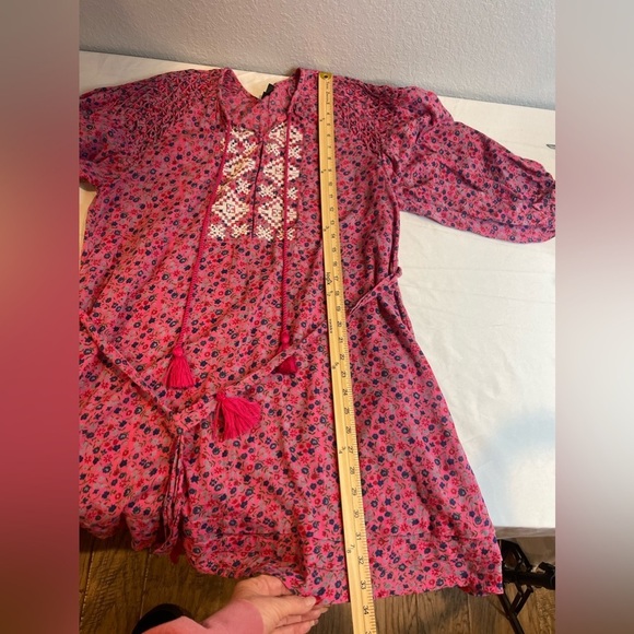TOPSHOP Ditsy Smocked Mini Dress Pink Floral Size 6 - Picture 11 of 11